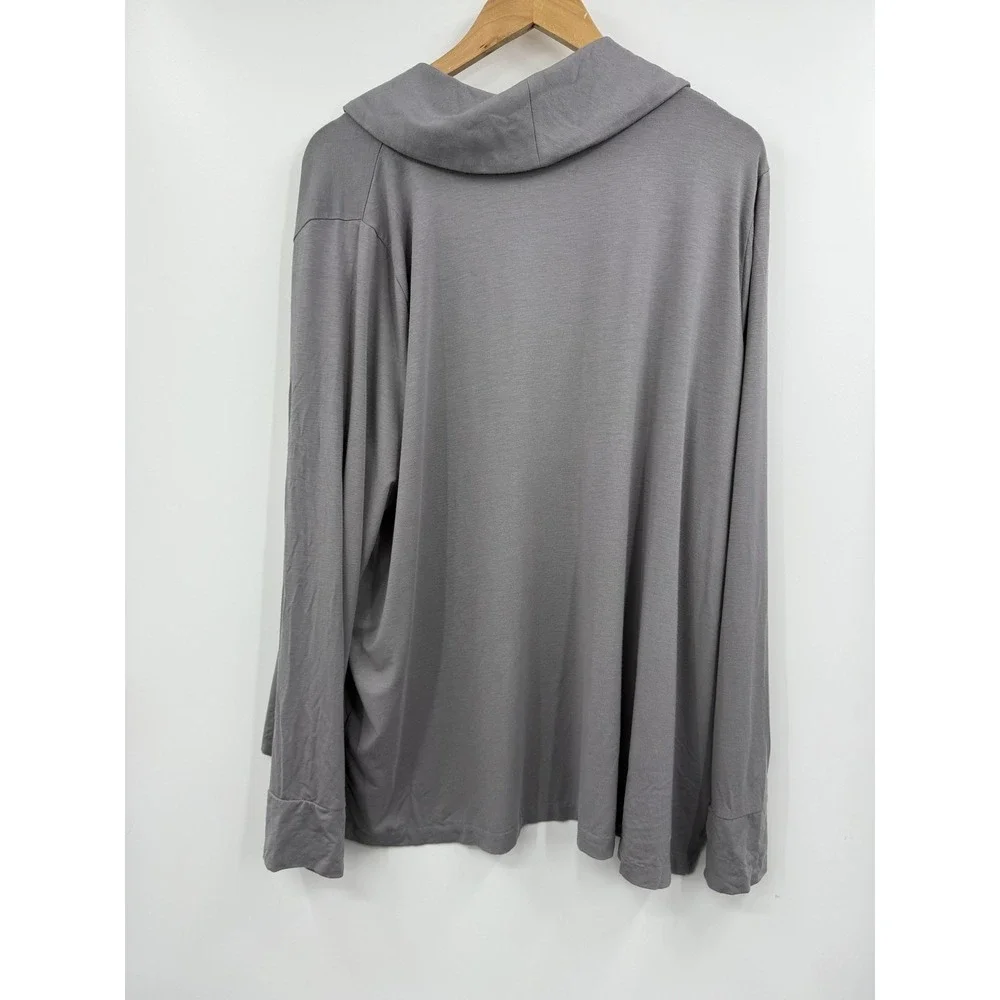 J Crew 365 Gray Cardigan Sweater‎ Drape Collar 2X Modal Blend